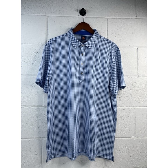 Donald Ross Other - Donald Ross Men's Blue Check Golf Polo Sport Sleeve Logo Athletic Shirt XL